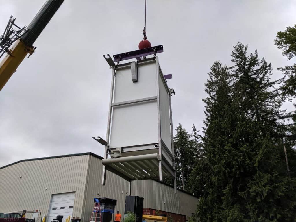 Elevator system installation at MMBR Systems facility for industrial automation.