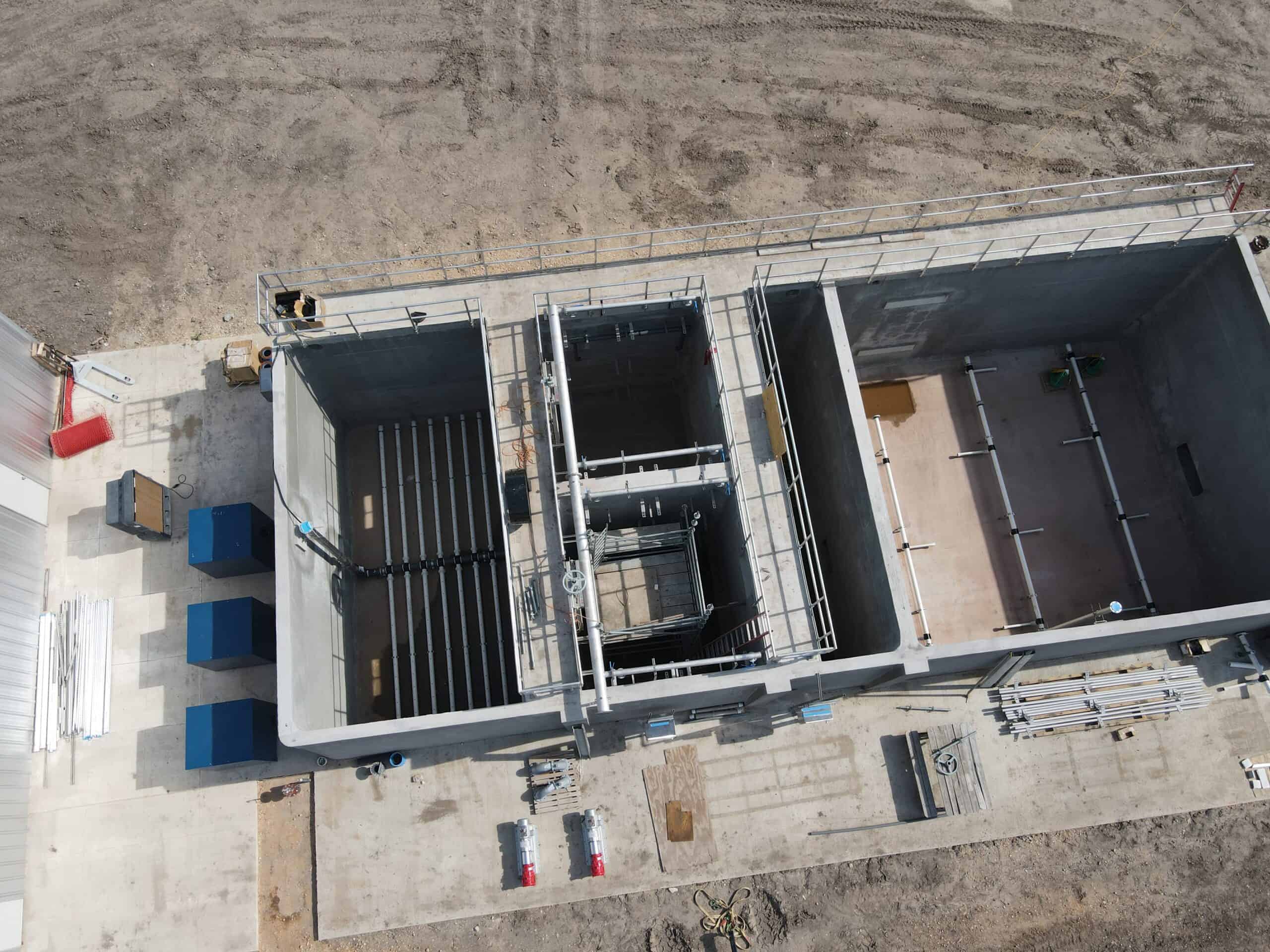High-capacity industrial water treatment system under construction at MMBR Systems facility.