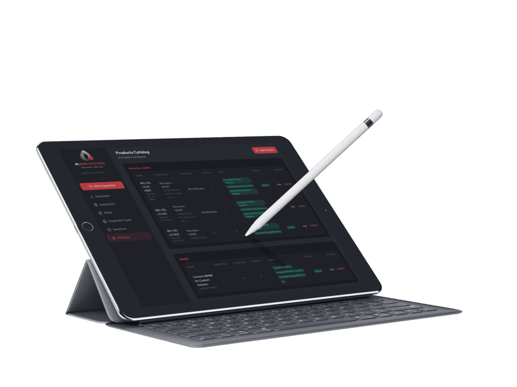 MMBR Systems digital dashboard displayed on a tablet with stylus for data management.