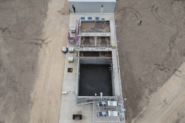Aerial view of modular MBR wastewater treatment tanks at NXTMBR site.